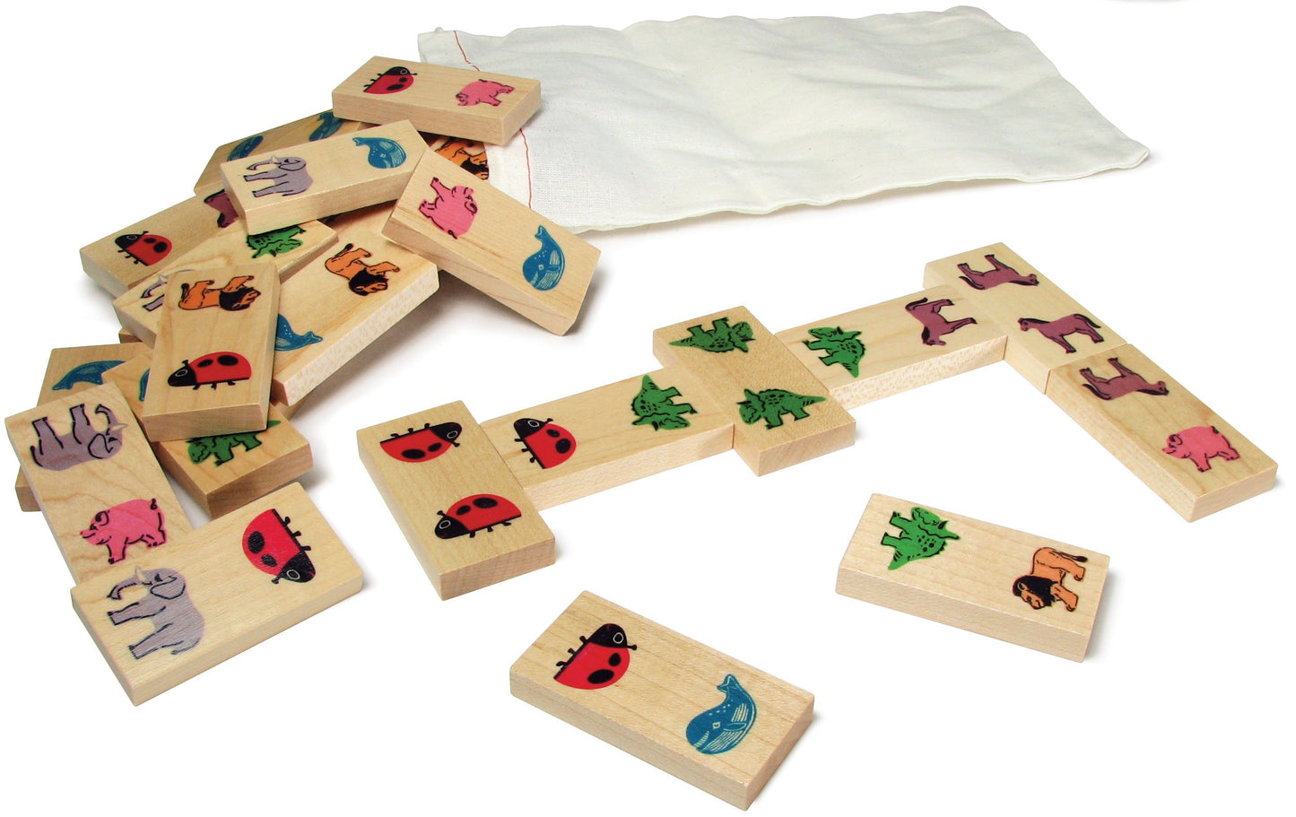 Maple Landmark Animal Dominoes - Multicolored, Made in USA, Maple Material