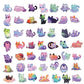 50Pcs Cartoon Rainbow Starry Sky Cat Stickers For Kids, Cartoon Theme Stickers, Vinyl Waterproof Stickers For Adults Funny Decals Stickers For Water Bottle Gifts Stuff For Computer Laptop (Cat)