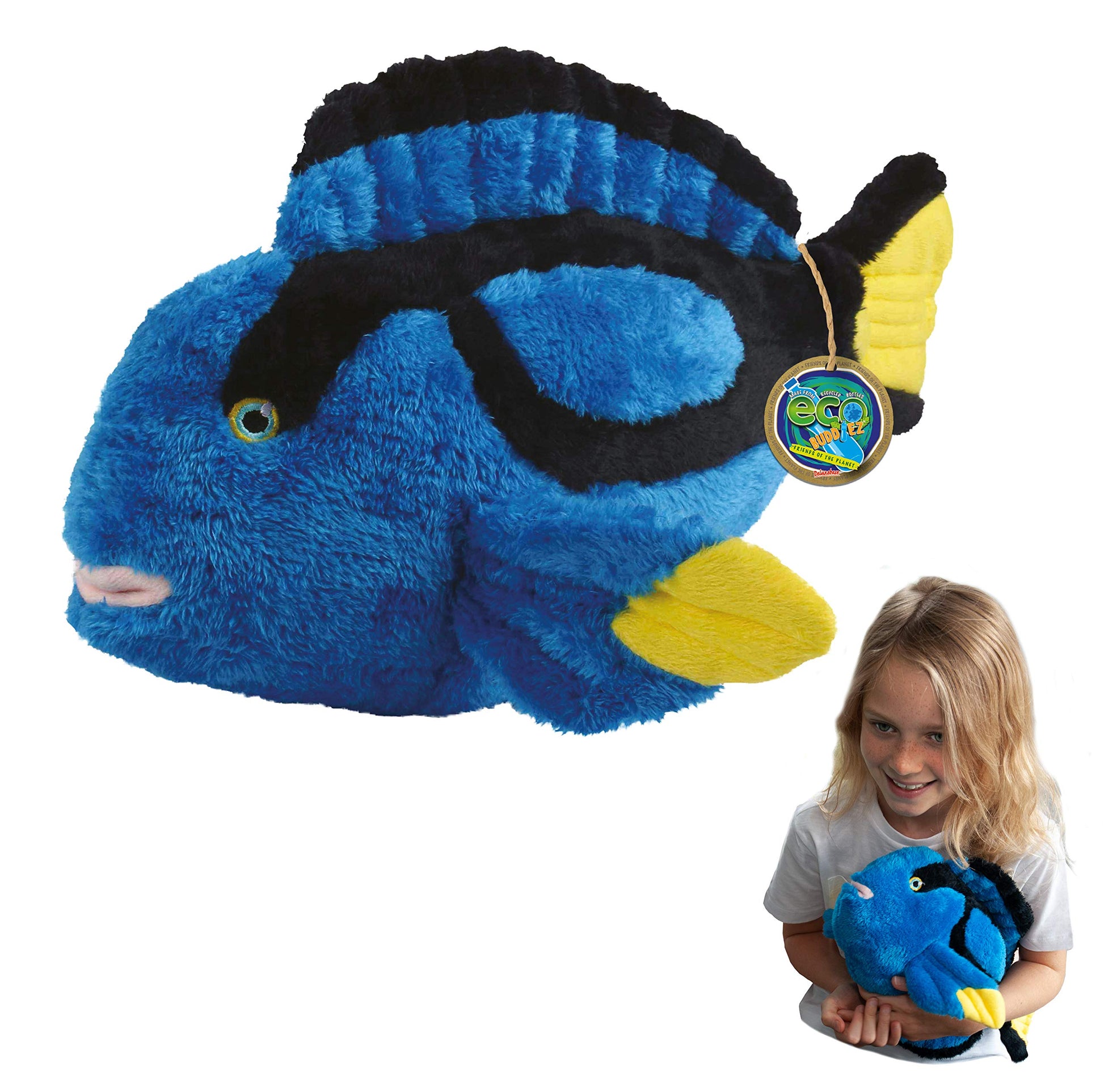 Ecobuddiez - Blue Tang From Deluxebase. 16 Inch Blue Tang Plush Toy. Eco Friendly Child Safe Blue Tang Stuffed Animal Made From 