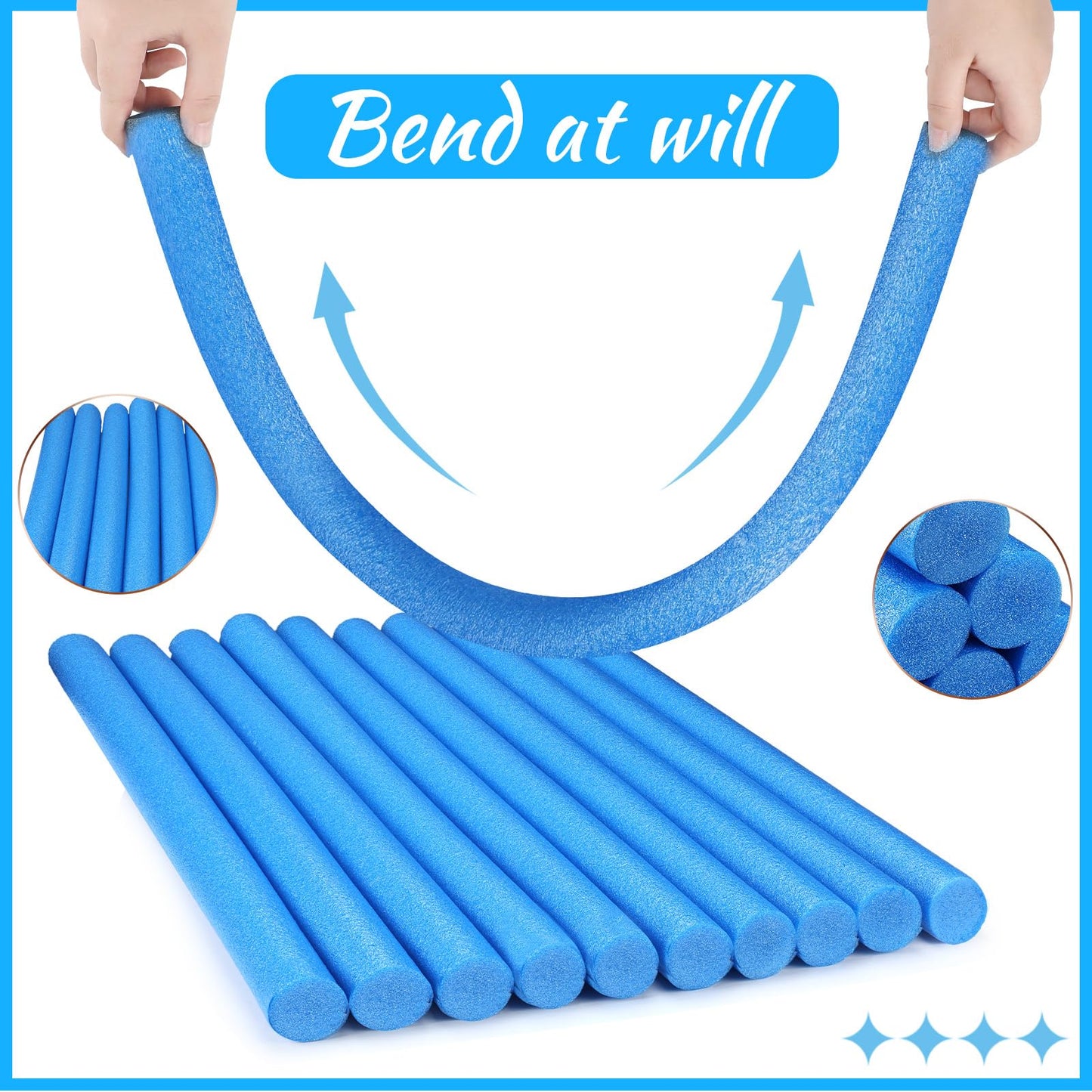 Kathfly 12 Pcs Floating Pool Noodles Foam Tube 1.5 X 35 Inches Floating Foam Tube Round Solid Noodle For Adults Swimming Craft Project(Blue)