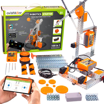 Avishkaar Robotics Starter Kit, 100-In-1 Diy Stem Metal Kit, Multicolor, 100+ Parts, Learn Robotics, Coding & Mechanical Design,