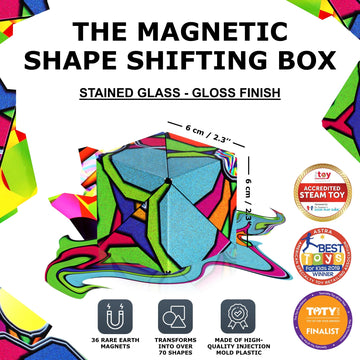 SHASHIBO Shape Shifting Box - STEM Magnetic Fidget Cube That Transforms Into Over 70 Shapes  Download Fun in Motion Toys Mobile App (Stained Glass)