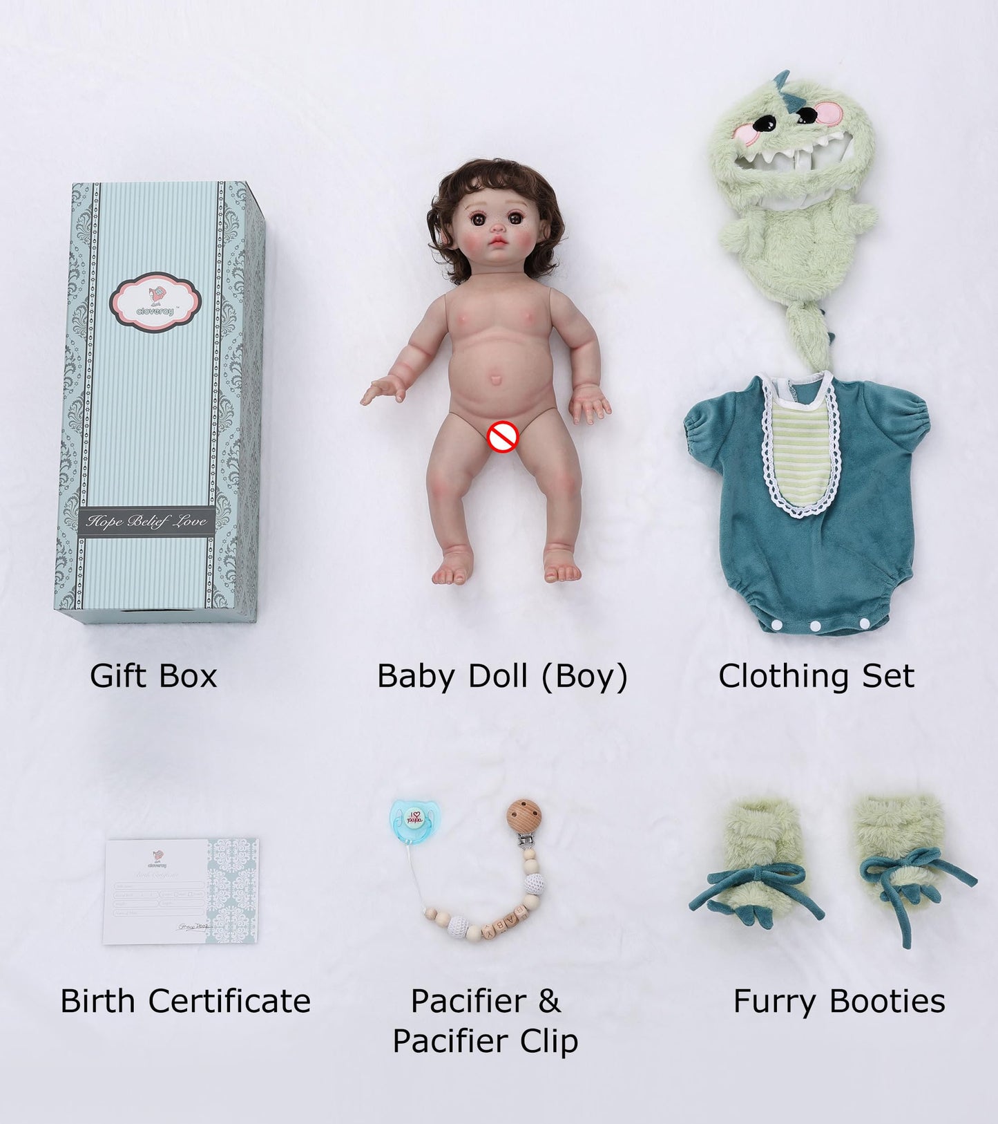 Cloveray Reborn Toddler Baby Doll Boy with Freckles - 18 Inch Realistic Full Vinyl Body Real Life Baby Dolls with Accessories for 3+ Year Old Girls Gifts  Pretend Play  enhanced Collectible Gift