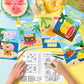 X1Zuue Summer Activity Books For Kids - 24Pcs Coloring Fruits Books Set Bulk Summer Tropical Search Mazes Word Scramble Games Mi
