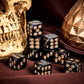 10 Pieces Black Skull Dice Halloween Dice 3D Skeleton Dice Decorative Mini Skull Face Gaming Dice 0.7 Inch Cube Dice with Flanne