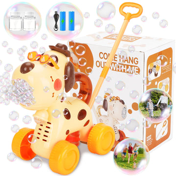 Automatic Bubble Machine Toddler Toys: Dog Bubble Lawn Mover For 3 4 5 1 2 Year Old,Kids Lawn Mower With Led Light For Night, Pu