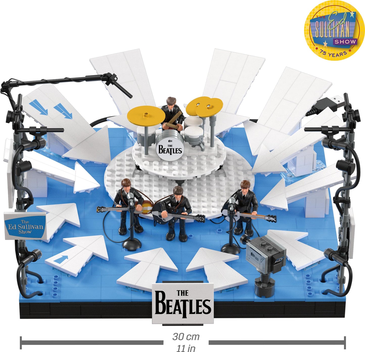 Mega The Beatles Building Set With 681 Pieces, 4 Poseable Action Figures And Ed Sullivan Stage, With Led Lights, For Adult Collectors