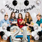 21St Birthday Decorations For Him Her, Happy 21St Birthday Banner With Black Silver White 21St Birthday Balloons Birthday Cake T