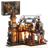 FUNWHOLE Train-Station Lighting Building Bricks Set, 1843 Pieces, Multicolor, Steampunk LED Model F9007 for Adults and Teens