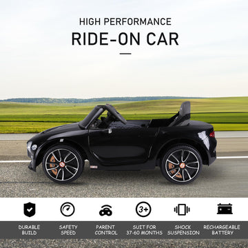 Aosom Licensed Bentley Exp12 Kids Electric Car With Parent Remote Control, 12V Ride On Car With Butterfly Doors, Startup Sound, Suspension, Mp3 Player, Songs, Horn, Lights, Black