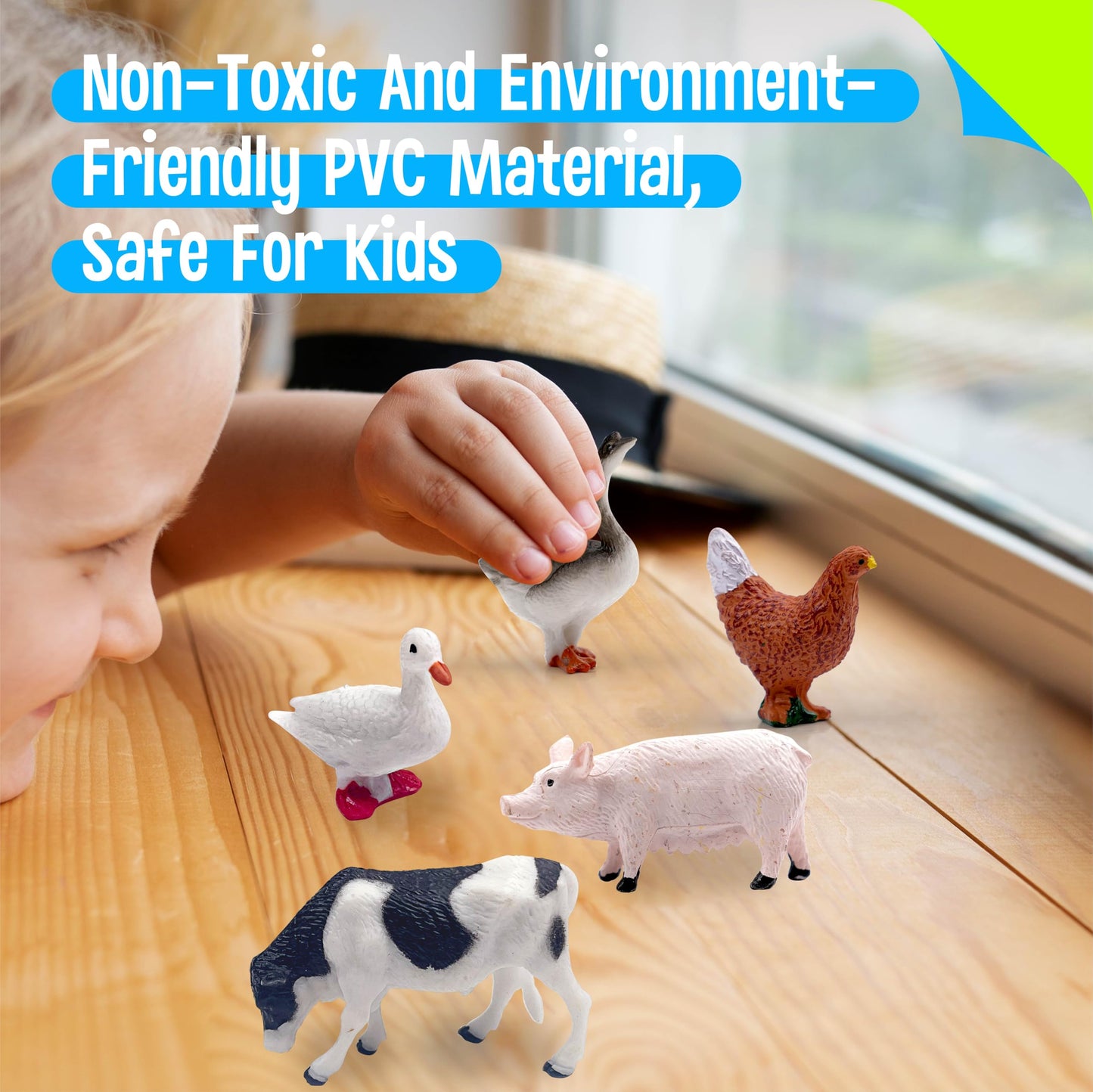 SpriteGru 12 Farm Animal Figurines for Kids  Plastic Animal Toys Tiny Portable Farm Creature Figures Playset Montessori Toys Educational Game for Homeschool Preschool Toddler Kids