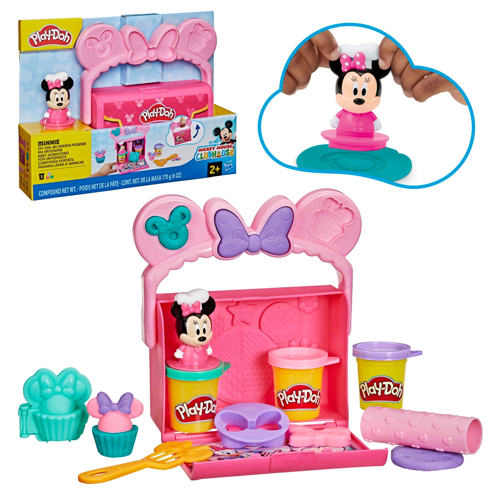 Play-Doh Disney Junior Mickey Mouse Clubhouse, On-The-Go Bakery Playset with Minnie Mouse, Play Food Preschool Toys, Arts & Craf