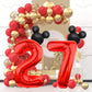 Lebery Mouse Number 7 Balloon 40 Inch Red Number 7 Balloon Mini Mouse Head Balloon For 7Th Birthday Party, Black Red Large Number 7 Foil Balloon For Baby Shower Anniversary Supplies Decorations