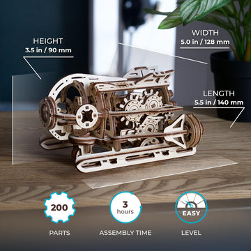 UGEARS 3D Wooden Puzzles for mature-themeds - Steampunk Submarine Wooden Model Kit - Mechanical Puzzle Model Building Kits - DIY Kits for mature-themeds for Maritime Enthusiasts Gifts for Puzzle Lovers - 200 Pcs