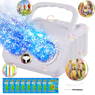 Bubble Machine, Automatic Bubble Machine For Kids 20000+ Bubbles Per Minutes, Portable Bubble Machine Battery Operated With 2 Fa