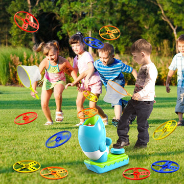 Watudou 15 Pcs Flying Disc Launcher Outdoor Indoor Game Toys Gifts For 3 4 5 6 Year Old Boys Kids, Outdoor Outside Game Toys For