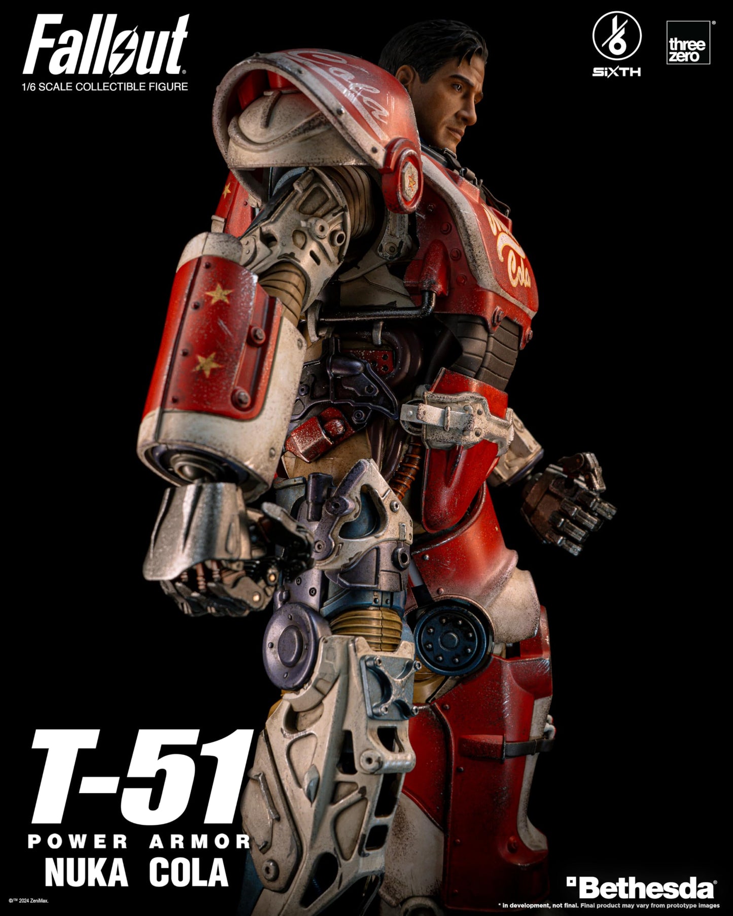 threezero Fallout T-51 Nuka Cola Power Armor Action Figure 1/6 Scale 14.5" Multicolor Model 3Z07730W0