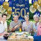 50Th Birthday Party Decorations For Men Navy Blue Gold Happy 50Th Birthday Banner With 18Pcs 50Th Balloons 50Th Door Cover Backdrop For Men Women Birthday Anniversary Party Sign Porch Decor Supplies