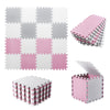 Tamiplay 16 Tiles Foam Play Mat, 0.4 Inch Thick Foam Interlocking Floor Mats, Soft Eva Baby Play Mat, Solid Colored Puzzle Play Mat Kids Floor Mats For Toddler With Storage Bag(White/Light Gray/Pink)