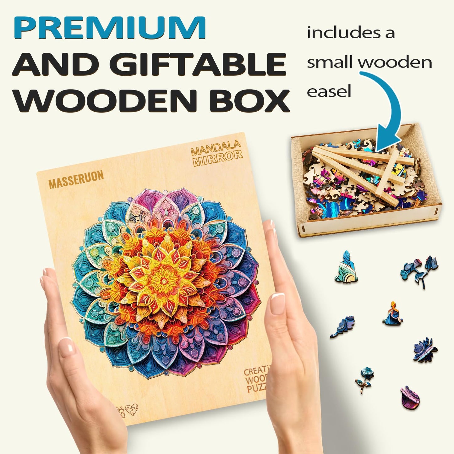 Mandala Puzzles For Adults, 300 Piece Puzzles For Adults-Mandala Kaleidoscope(L, 13.3 * 13.3In), Unique Round Jigsaw Puzzles, Cr