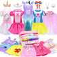 16 Pcs Princess Dress Up Clothes for Little Girl Role Play Costume Gift Set, Princess Mermaid Pretent Play Outfit Toys for Toddl