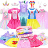 16 Pcs Princess Dress Up Clothes for Little Girl Role Play Costume Gift Set, Princess Mermaid Pretent Play Outfit Toys for Toddl