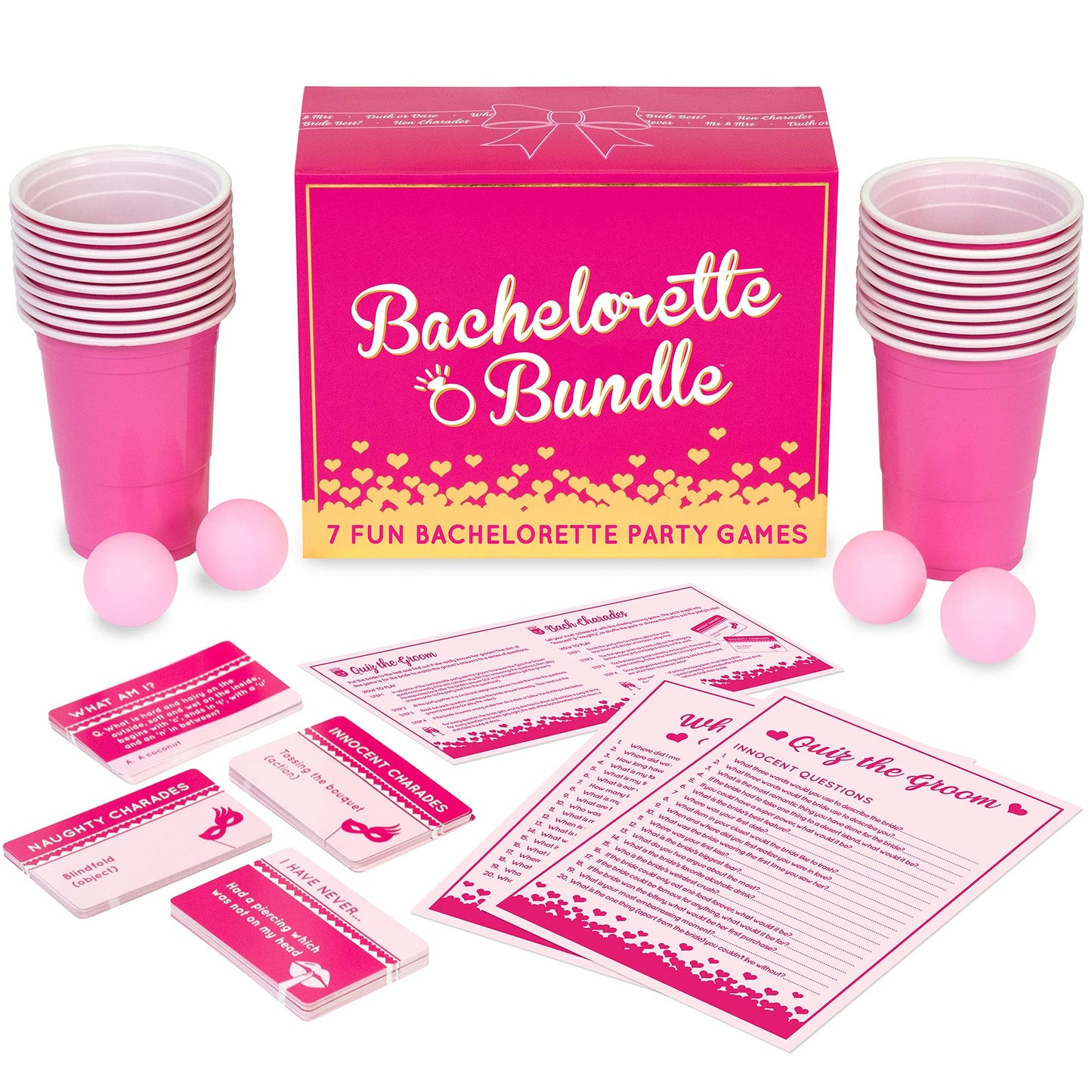 Gutter Games Bachelorette Bundle - Fun Party Games, Portable, Pink, Includes Clean & Twisted Games for Bride-to-Be