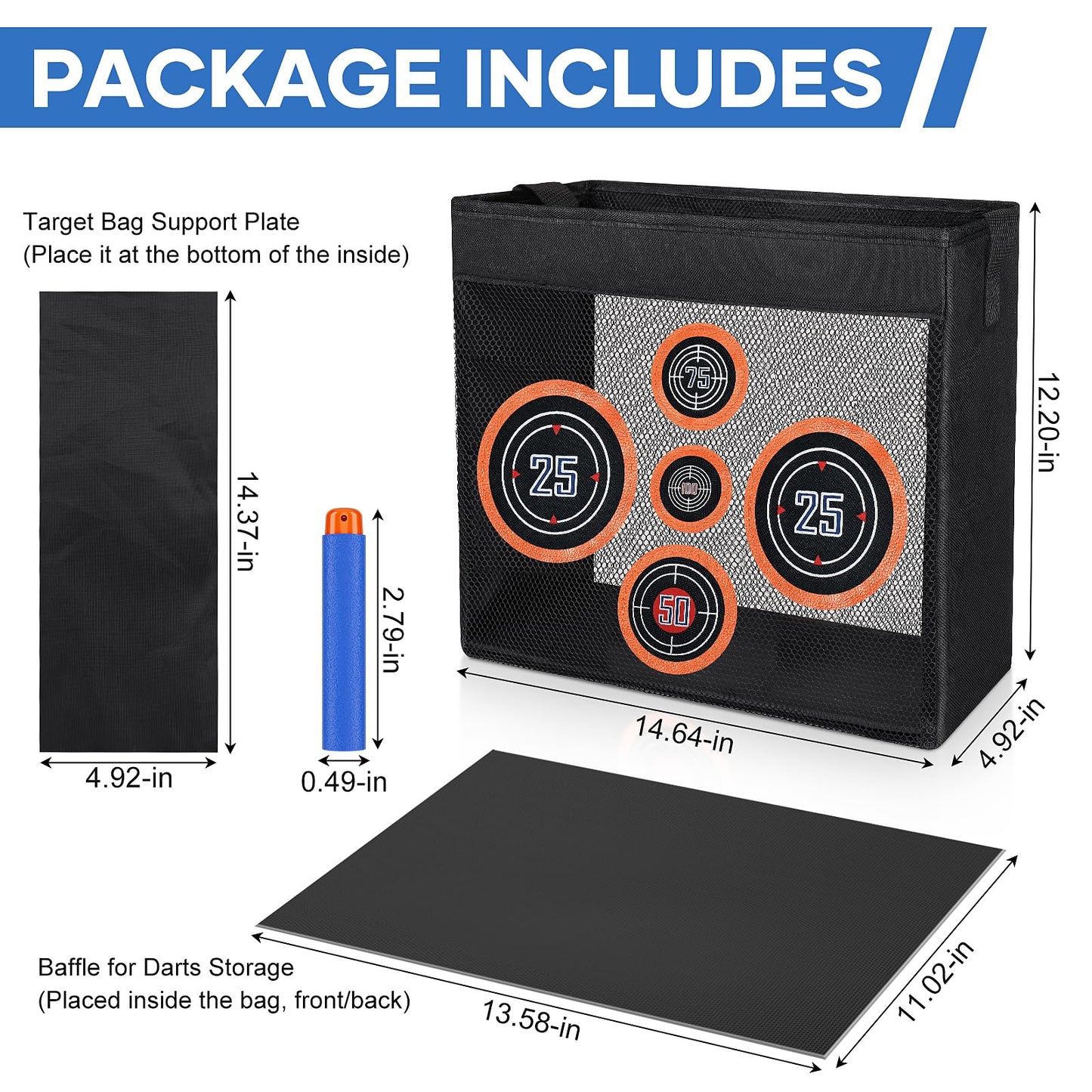 Pokiiulk 300 Darts Fits for Nerf advanced Blasters  Compatible with Disruptor  Strongarm etc. advanced Blasters  with a Target Fits for Nerf Blasters  Blue  0.4in