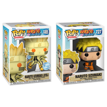 Funko Pop! Animation: Naruto Shippuden - Naruto Uzumaki In Kurama Link Mode Special Edition Multicolor Exclusive #1469 & Naruto Running #727 Vinyl Figures Bundle