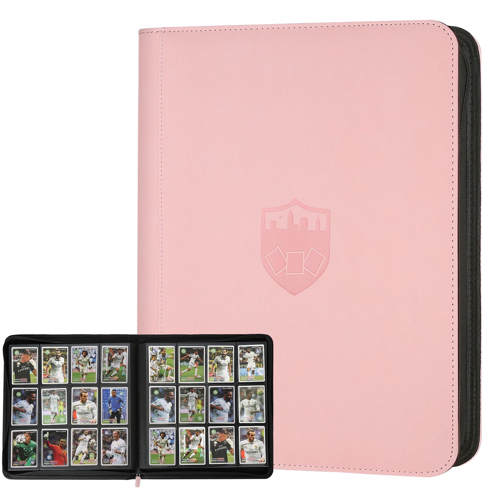 Trading Card Binder 12 Pocket  GERMUN PU Cover Card Binder for 720 Cards  enhanced Trading Card Holder Folders  Double Sided Pocket Card Album for MTG  TCG (Pink)