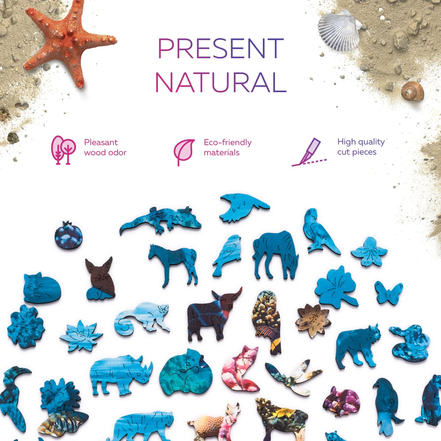 Woosaic Original Wooden Jigsaw Puzzles - Shimmering Turtle, 500 Pcs, 15''X11'', Beautiful Gift Package, Unique Shape Best Gift F