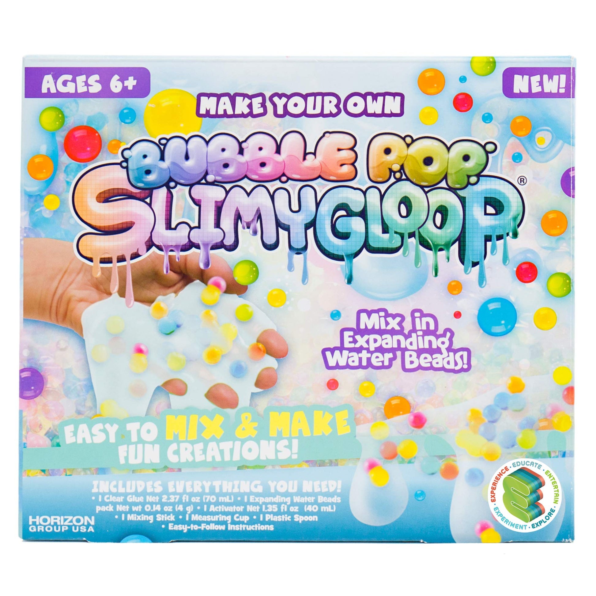 Slimygloop Make Your Own Bubble Pop Diy Slime Kit By Horizon Group Usa, Mix & Create Super Stretchy, Squishy, Gooey, Putty, Crunchy Slime, Expanding Water Beads Included, Multicolor, One Size