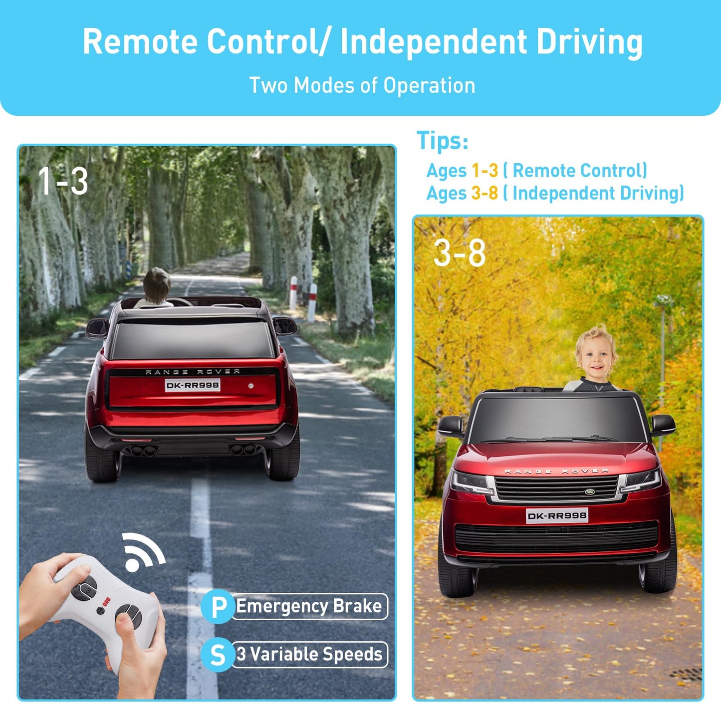 24V Officially Licensed Land Rover Ride On Car, Towallmark 2-Seater W/Parent Remote Control, 3 Speeds, Wireless Music, Spring Su