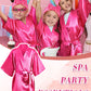 Xuhal 92 Pcs Spa Party Favors for Girls Slumber Party Supplies Kids Satin Robes Sleepover with Gift Bags for Girl Kids Birthday