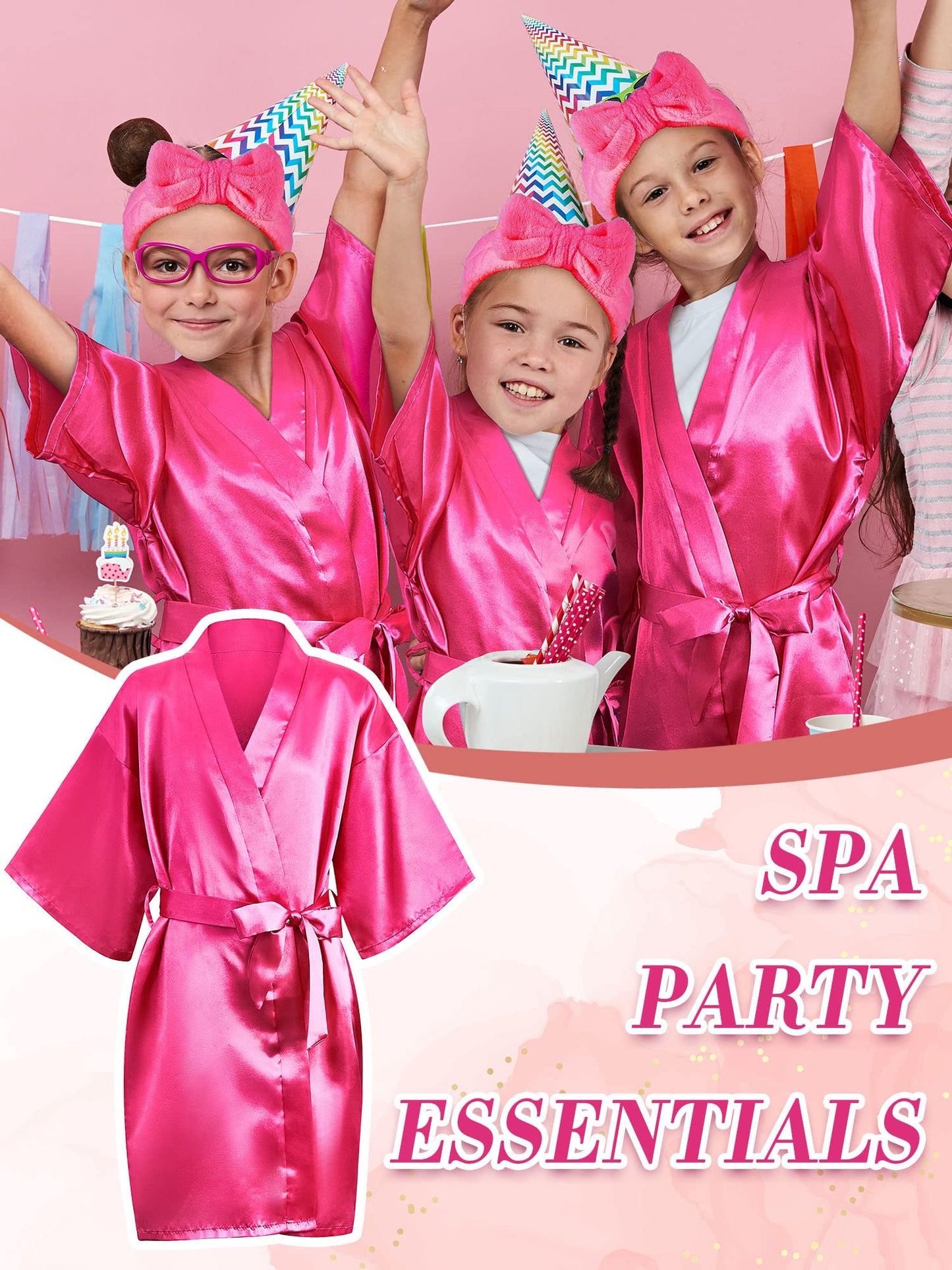 Xuhal 92 Pcs Spa Party Favors for Girls Slumber Party Supplies Kids Satin Robes Sleepover with Gift Bags for Girl Kids Birthday