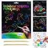 JUNQIU Scratch Art for Kids, Rainbow Scratch Paper Art Set - Dinosaurs, Arts and Crafts for Kids Ages 4-8 Girls Boys, Kids Activ