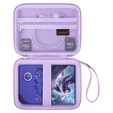Canboc Carrying Case for Anbernic RG40XXV/RG406V/RG405V - Purple, Durable Polyurethane, with Mesh Pocket for Accessories
