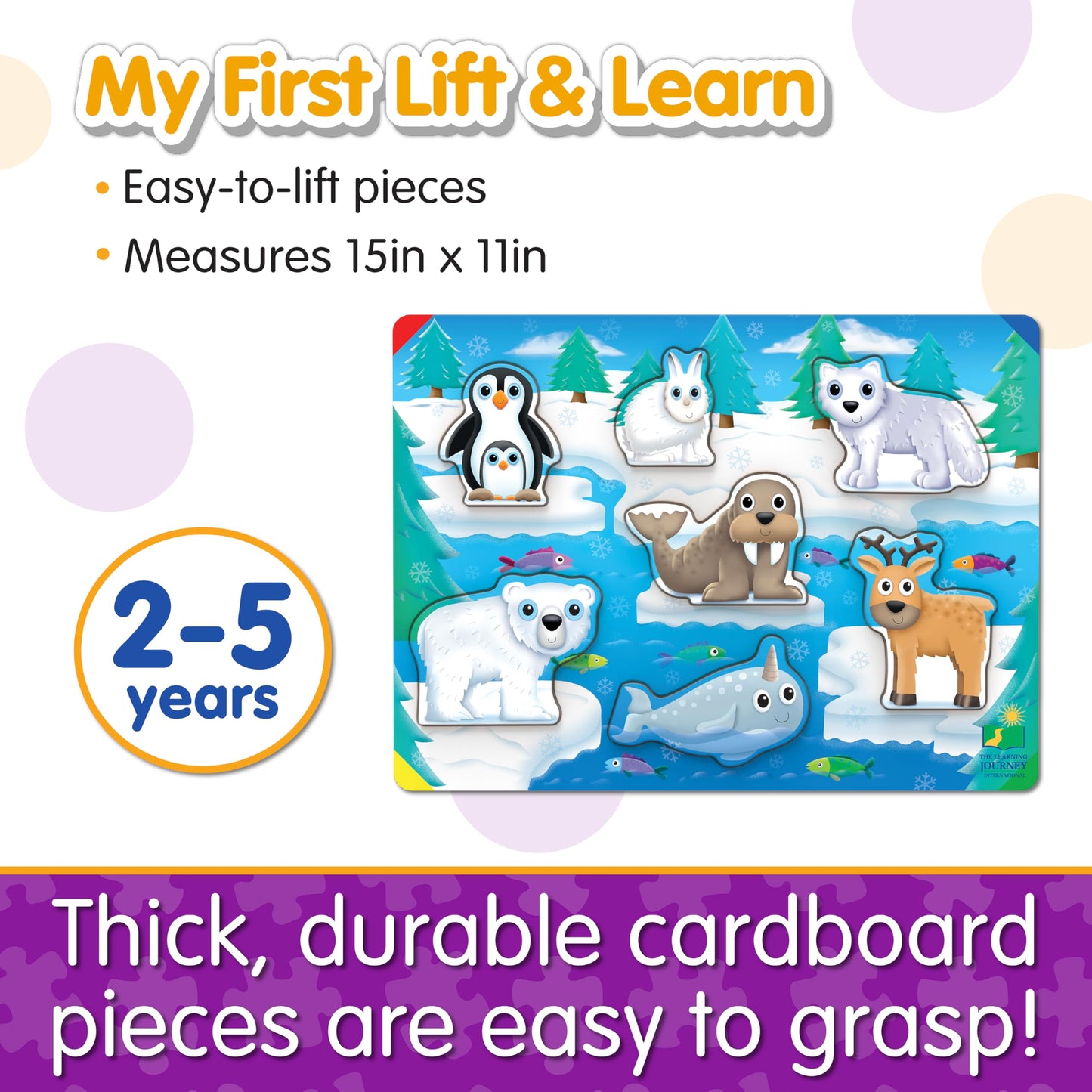 The Learning Journey My First Lift & Learn - Artic 7 Piece Tray Puzzle | Educational Puzzle For Toddlers Ages 2-5 | Fun Tray Puz
