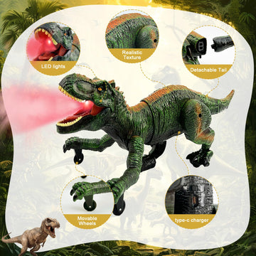 Talgic Remote Control Dinosaur For Boys 4-7, Robot Dinosaur Toys For Kids 5-7, Rc Dinosaur With Realistic Legs & Spray Stream,Remote Dinosaur Toys For Kids3 4 5 6 7 Year Old Boy Birthday Gift (Green)