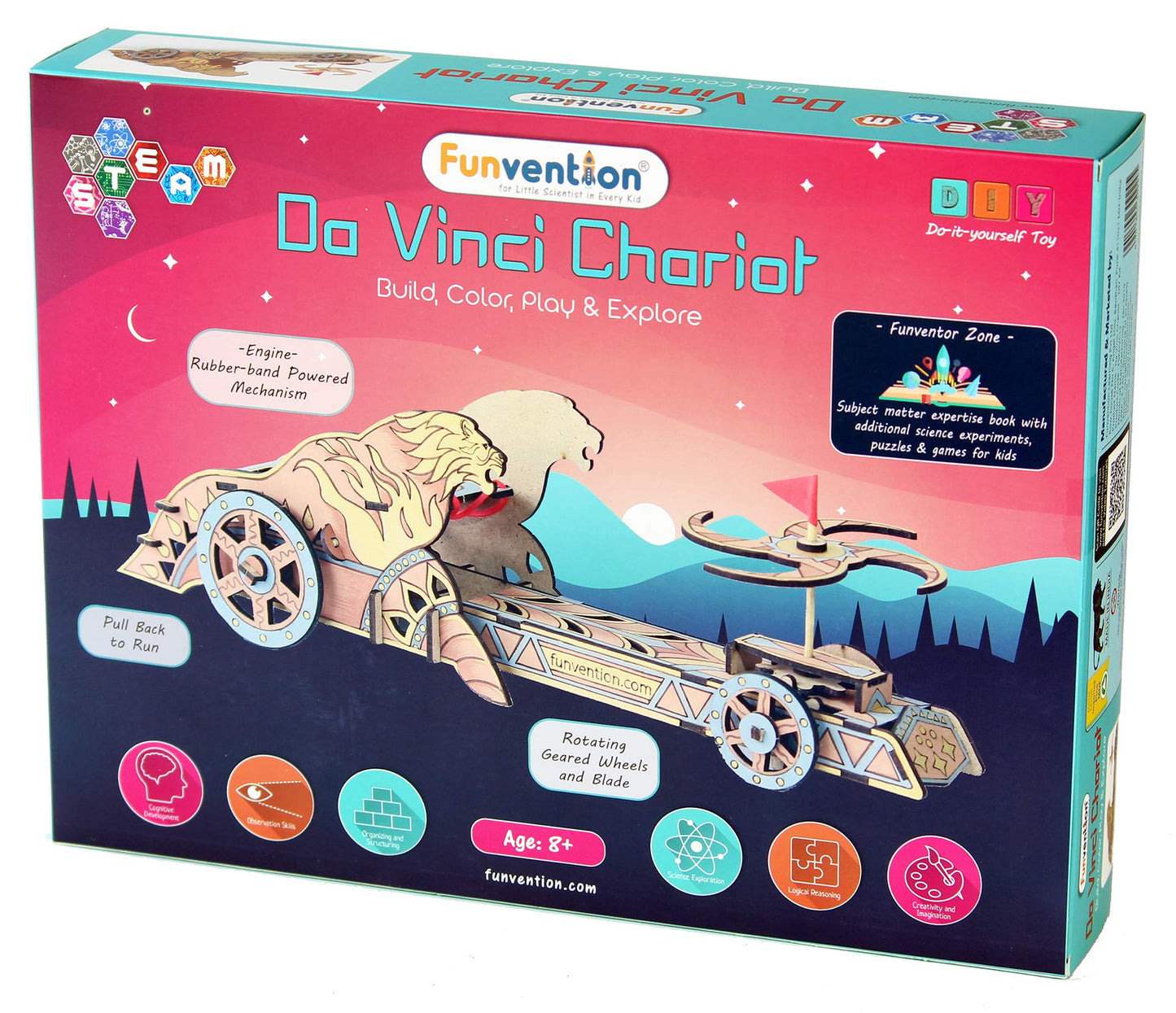 Funvention Da Vinci Chariot Diy Wooden Mechanical Model Science Educational Toy  Stem Learning Kit For Kids 3D Puzzle