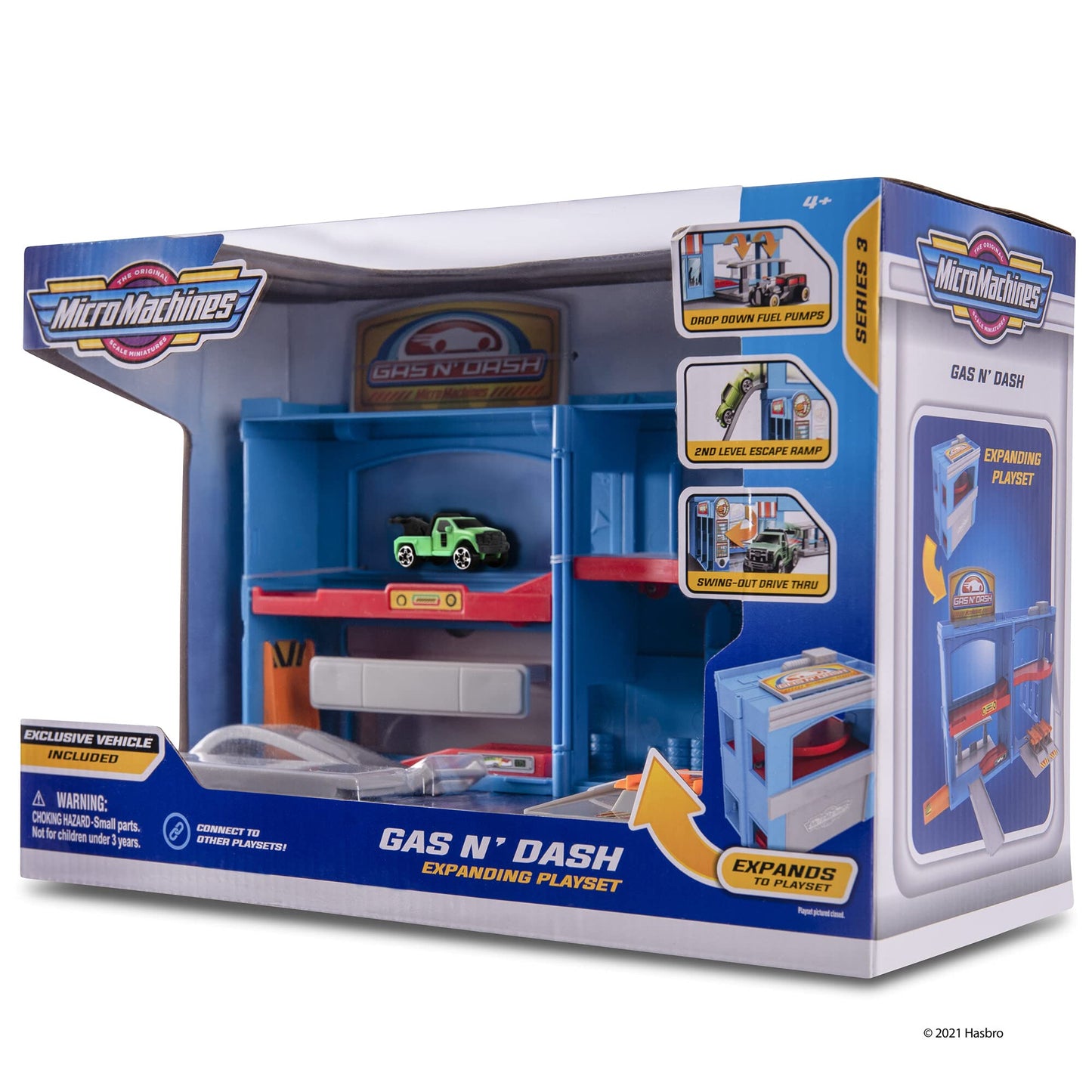 Micro Machines Medium Transforming Playset, Gas N Dash - Expanding Playset With Included Exclusive Vehicle - Toy Cars For Kids And Collectors - Collect Them All