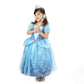 Spunicos Girls Deluxe Cinderella Princess Inspired Dress Costume For Halloween Party,Birthday Party,With Crown And Tiara 9-10Yea