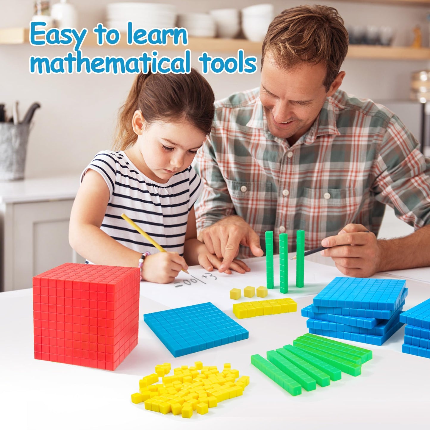 TOMMYHOME Plastic Base Ten Blocks Set for 2nd Grade - Maths Manipulatives, Counting Cubes, Ideal for Learning Place Value