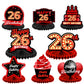 Happy 26Th Birthday Red And Black Table Honeycomb Centerpieces Balloons Theme Decor Table Decorations Table Toppers For Girls Women Princess 26 Years Old Birthday Party Bday Supplies Background Gold