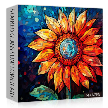 Stained Glass Sunflower Puzzle For Adults 1000 Pieces - Art Flower Jigsaw, Impossible Hard Challenging Colorful Floral Painting