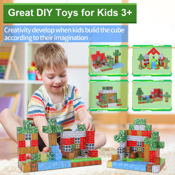 Dulsaera Magnetic Blocks-Build 110Pcs Mine Magnet World Set Toys For Boys & Girls Age 6 7 8 9 10, Stem Montessori Stacking Build