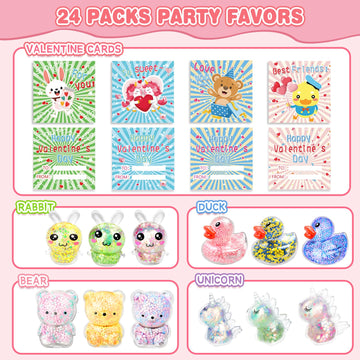 Valentines Day Gifts for Kids, 24 Pack LED Light Up Squishy Toys with Valentines Day Cards for kids school , Classroom Exchange