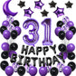 Naninuneno 31St Birthday Decorations Set For Girl Women Boy Men,Purple Black 31 Happy Birthday Balloons Supplies With Purple Num