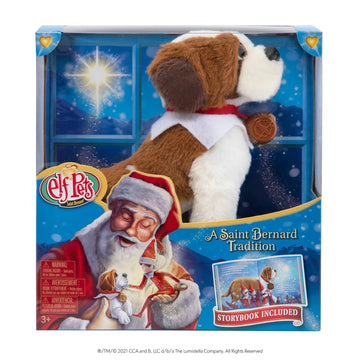 The Elf on the Shelf Elf Pets St. Bernard Stuffed Animal with Storybook, Small, Multicolor, Model EPSB3, Adoption Certificate Included