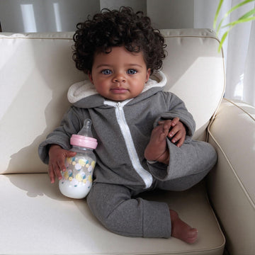 SGAFESZE Reborn Baby Dolls Black - 20 Inch African American Realistic Baby Doll - Lifelike Curly Hair  Weighted Soft Body & enhanced Gift Box for Kids 3+